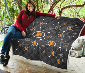 Bitcoin Connection Pattern Print Quilt