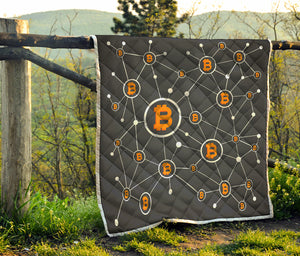 Bitcoin Connection Pattern Print Quilt