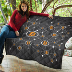 Bitcoin Connection Pattern Print Quilt