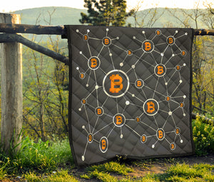 Bitcoin Connection Pattern Print Quilt