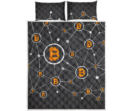 Bitcoin Connection Pattern Print Quilt Bed Set