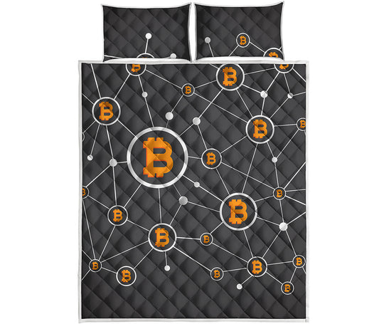 Bitcoin Connection Pattern Print Quilt Bed Set