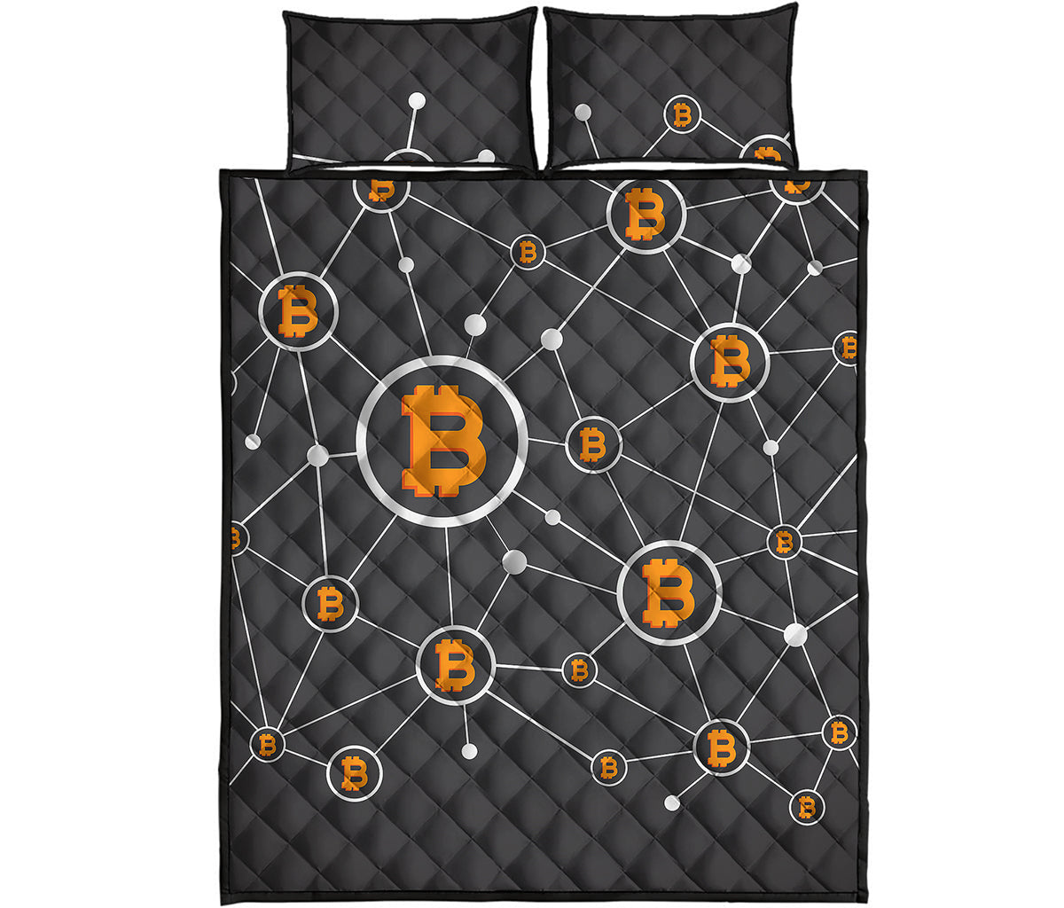 Bitcoin Connection Pattern Print Quilt Bed Set