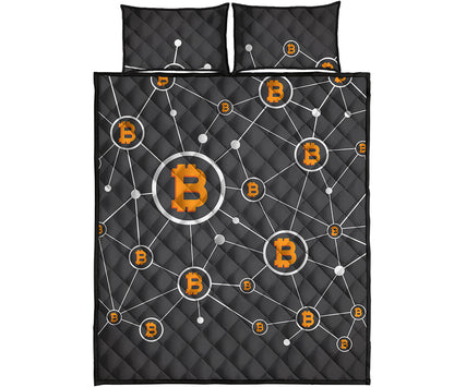 Bitcoin Connection Pattern Print Quilt Bed Set