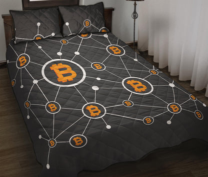 Bitcoin Connection Pattern Print Quilt Bed Set