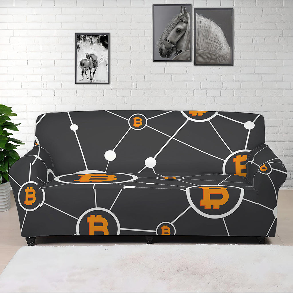 Bitcoin Connection Pattern Print Sofa Cover