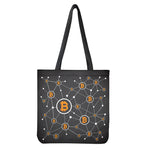 Bitcoin Connection Pattern Print Tote Bag