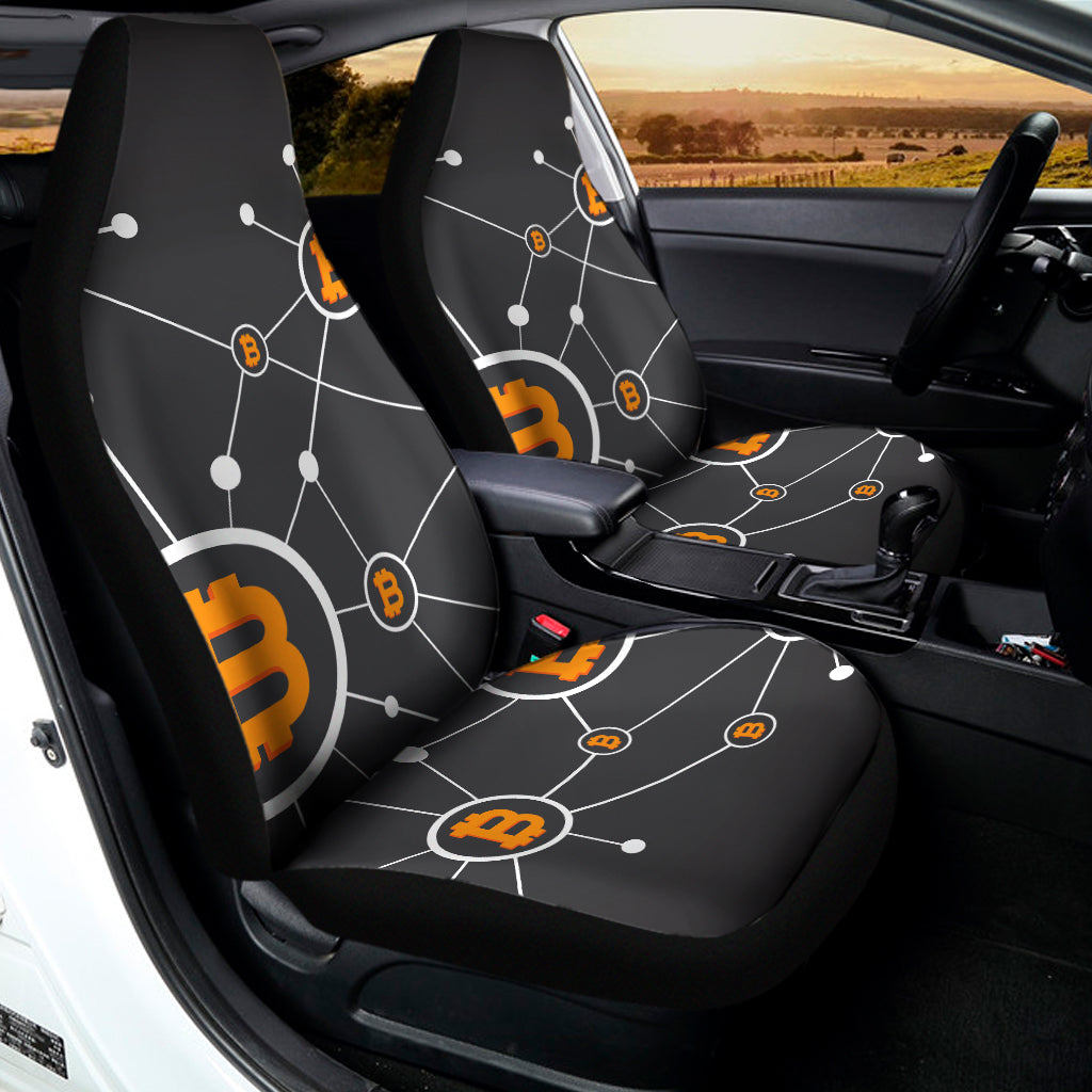 Bitcoin Connection Pattern Print Universal Fit Car Seat Covers