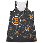 Bitcoin Connection Pattern Print Women's Racerback Tank Top