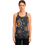 Bitcoin Connection Pattern Print Women's Racerback Tank Top