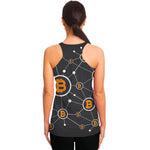 Bitcoin Connection Pattern Print Women's Racerback Tank Top