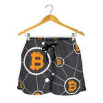Bitcoin Connection Pattern Print Women's Shorts