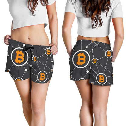 Bitcoin Connection Pattern Print Women's Shorts