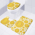 Bitcoin Crypto Pattern Print 3 Piece Bath Mat Set