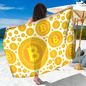 Bitcoin Crypto Pattern Print Beach Sarong Wrap