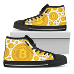 Bitcoin Crypto Pattern Print Black High Top Shoes