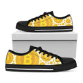 Bitcoin Crypto Pattern Print Black Low Top Sneakers