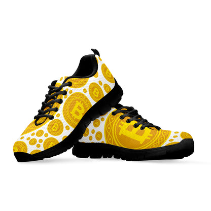 Bitcoin Crypto Pattern Print Black Sneakers