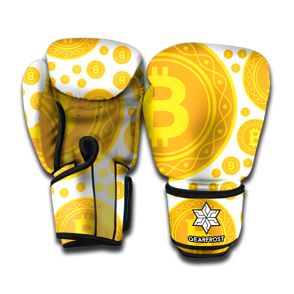 Bitcoin Crypto Pattern Print Boxing Gloves