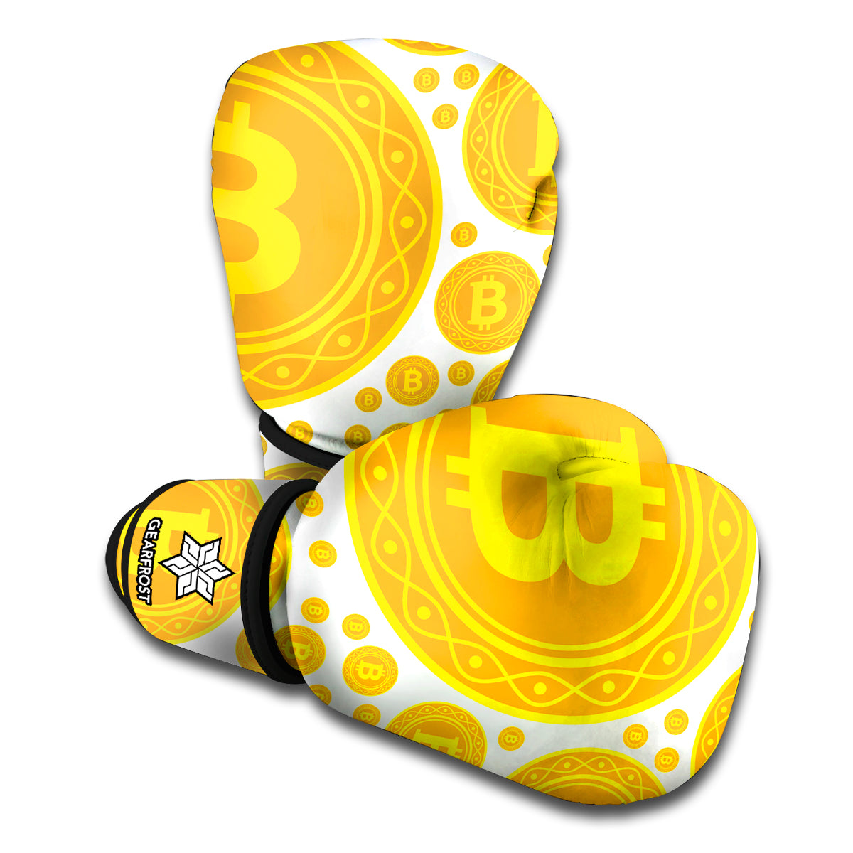 Bitcoin Crypto Pattern Print Boxing Gloves