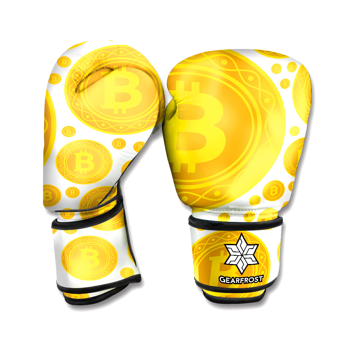 Bitcoin Crypto Pattern Print Boxing Gloves