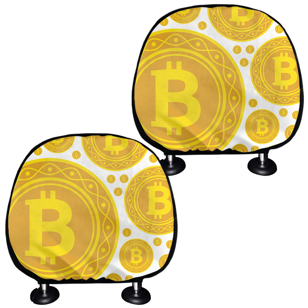 Bitcoin Crypto Pattern Print Car Headrest Covers