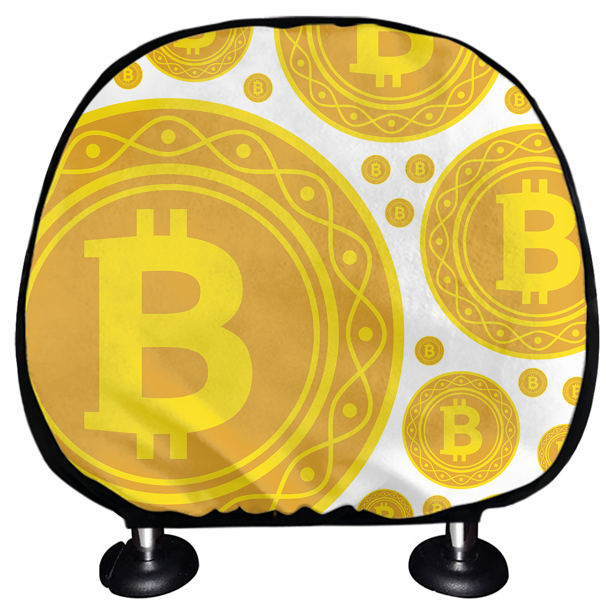 Bitcoin Crypto Pattern Print Car Headrest Covers