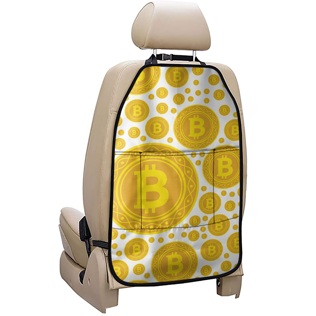 Bitcoin Crypto Pattern Print Car Seat Organizers