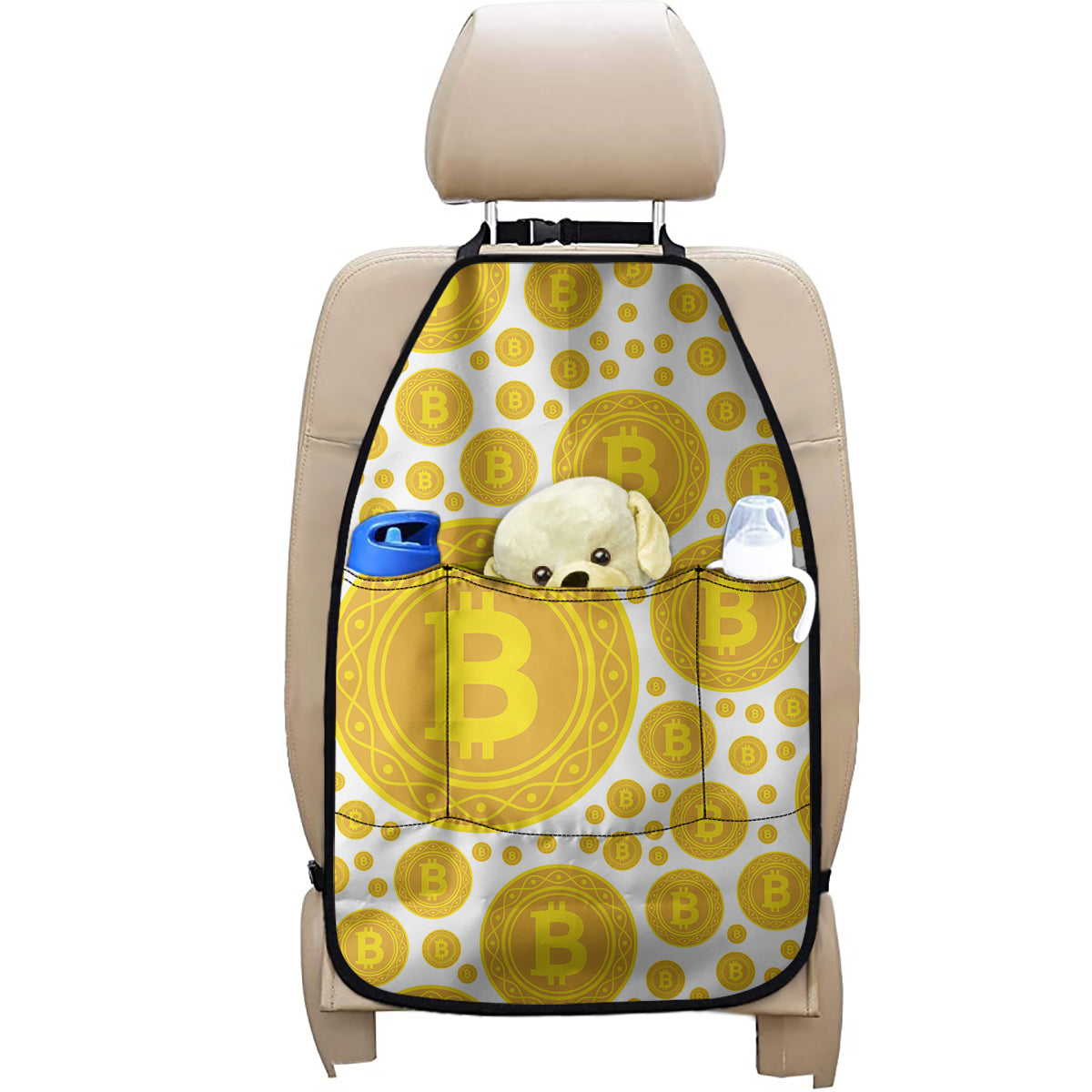 Bitcoin Crypto Pattern Print Car Seat Organizers