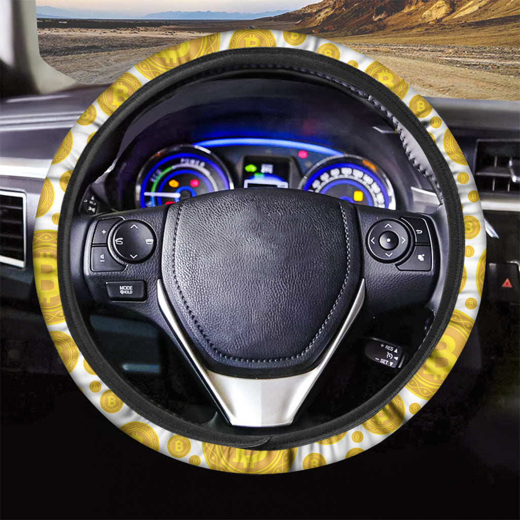 Bitcoin Crypto Pattern Print Car Steering Wheel Cover