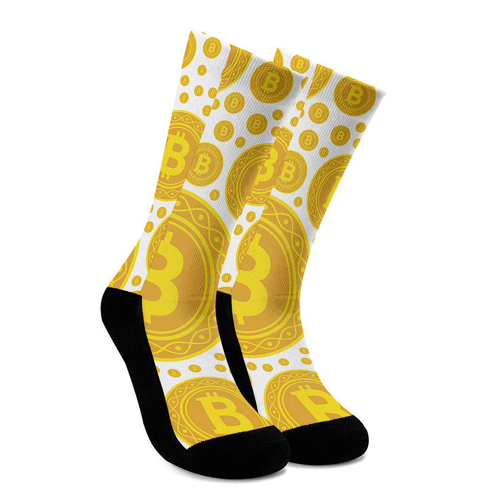 Bitcoin Crypto Pattern Print Crew Socks