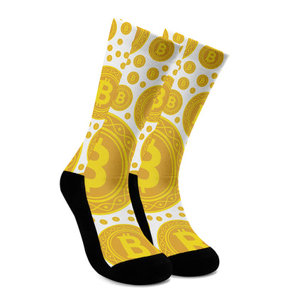 Bitcoin Crypto Pattern Print Crew Socks
