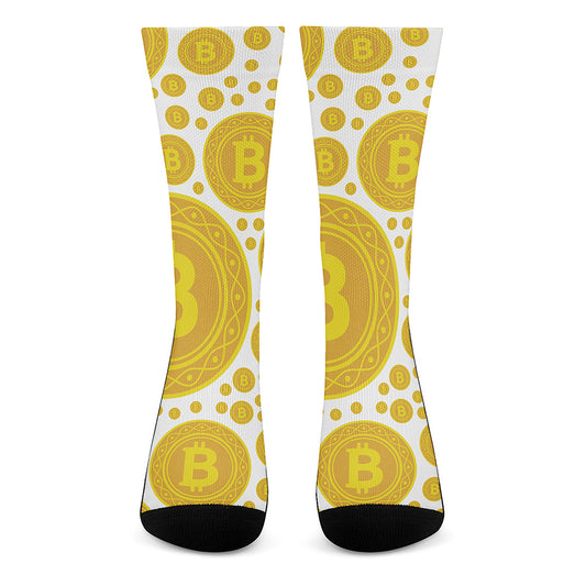 Bitcoin Crypto Pattern Print Crew Socks