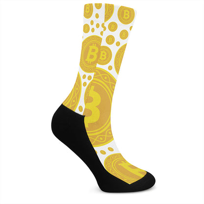 Bitcoin Crypto Pattern Print Crew Socks