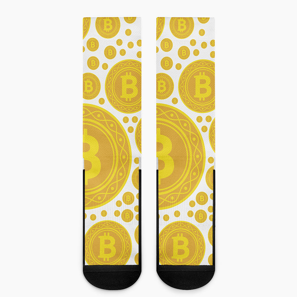 Bitcoin Crypto Pattern Print Crew Socks