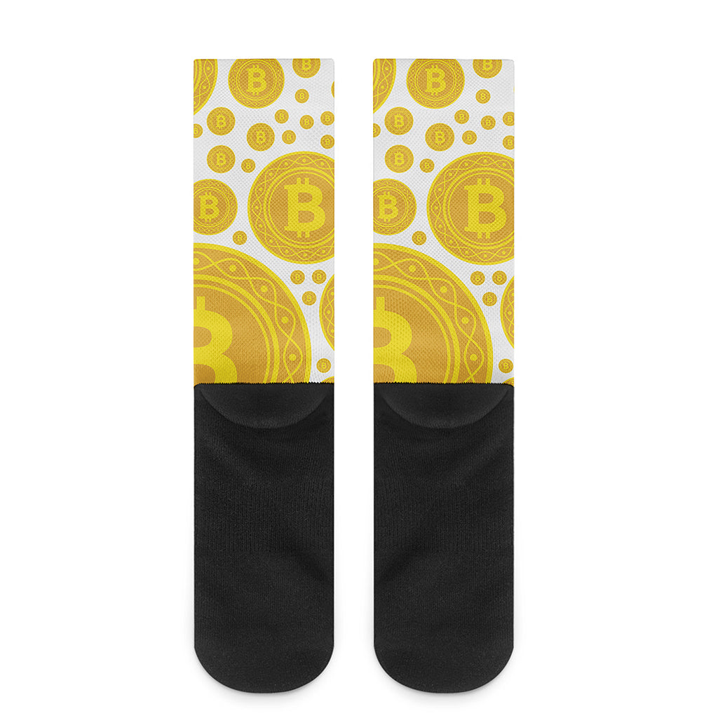 Bitcoin Crypto Pattern Print Crew Socks