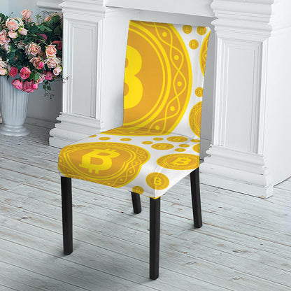 Bitcoin Crypto Pattern Print Dining Chair Slipcover