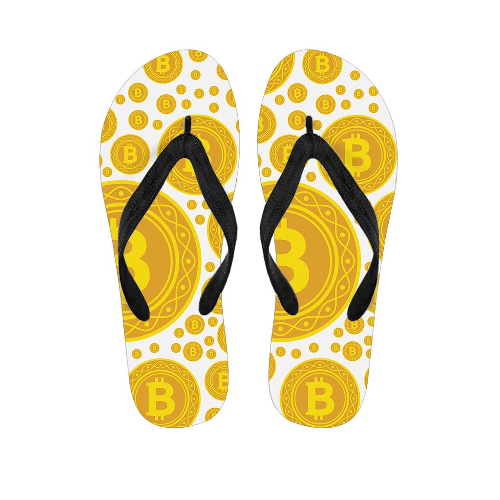 Bitcoin Crypto Pattern Print Flip Flops