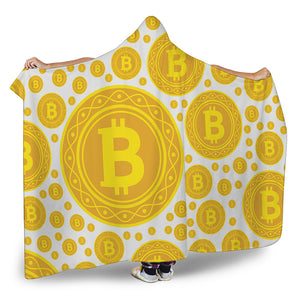 Bitcoin Crypto Pattern Print Hooded Blanket