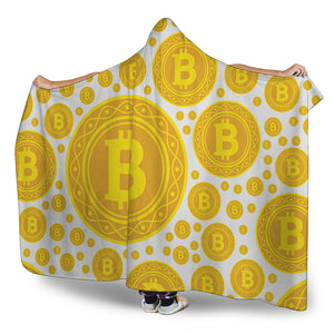 Bitcoin Crypto Pattern Print Hooded Blanket