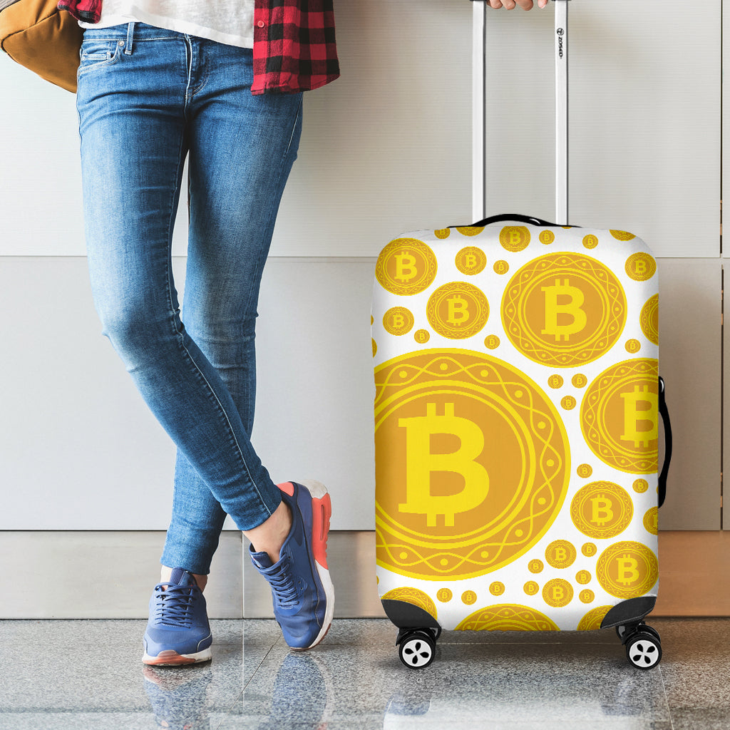 Bitcoin Crypto Pattern Print Luggage Cover