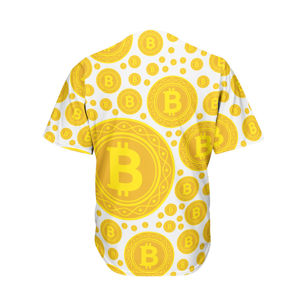 Bitcoin Crypto Pattern Print Men's Baseball Jersey