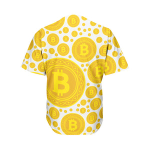 Bitcoin Crypto Pattern Print Men's Baseball Jersey