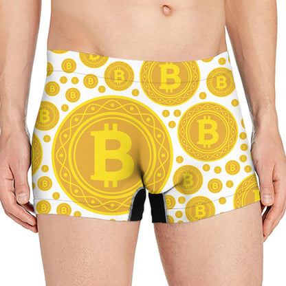 Bitcoin Crypto Pattern Print Men's Boxer Briefs