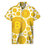 Bitcoin Crypto Pattern Print Men's Short Sleeve Shirt