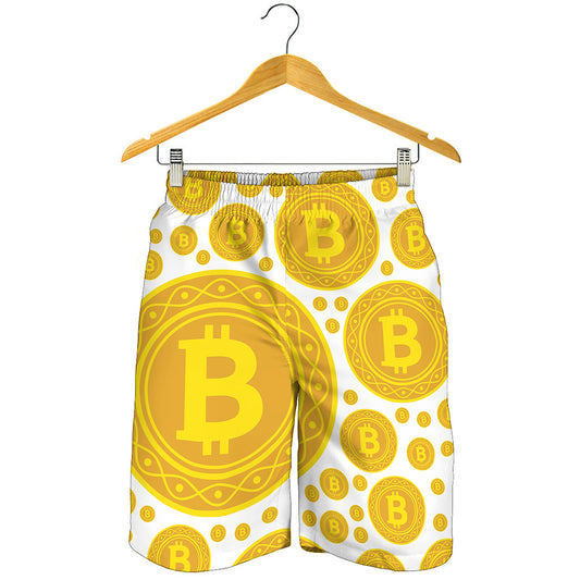 Bitcoin Crypto Pattern Print Men's Shorts