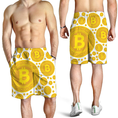 Bitcoin Crypto Pattern Print Men's Shorts
