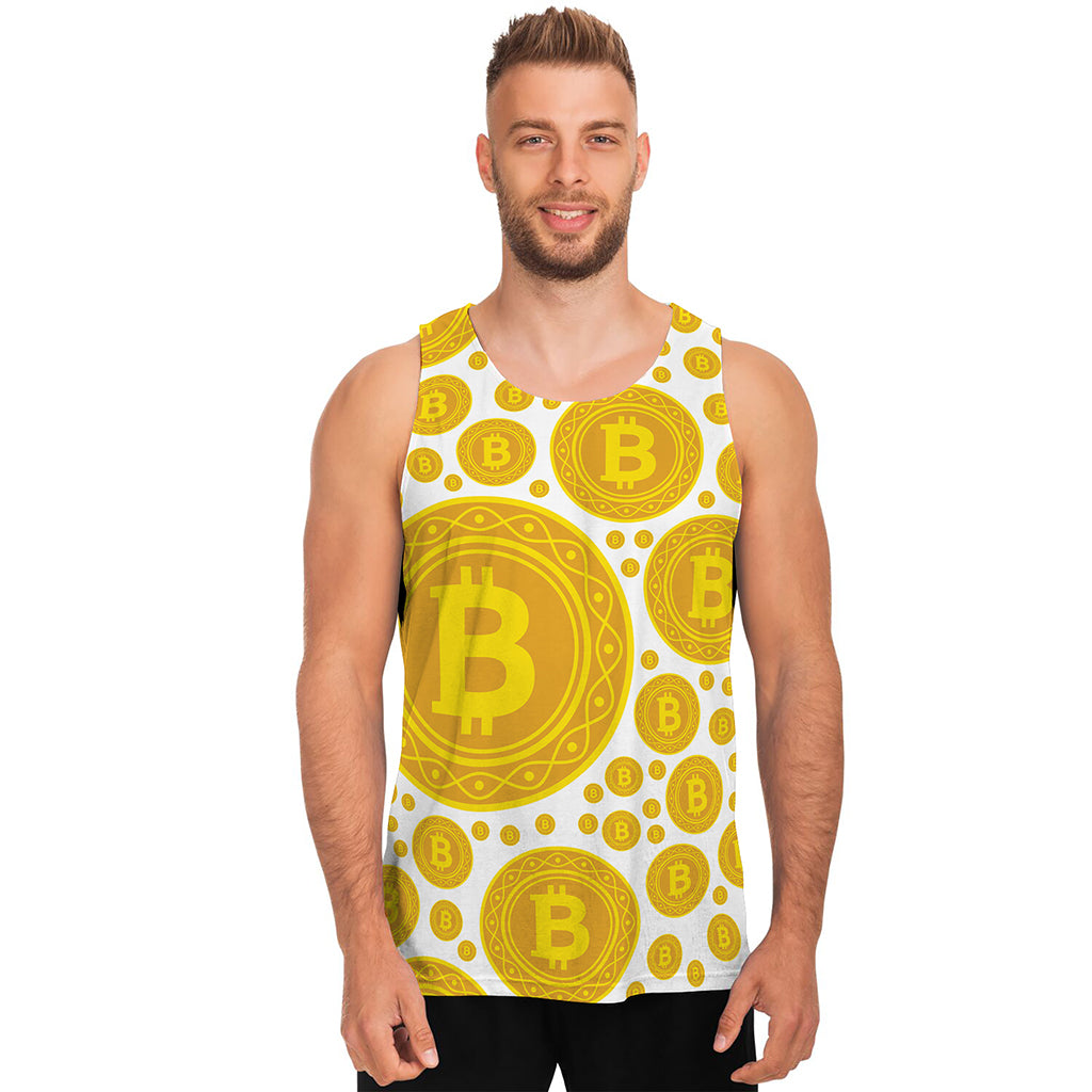 Bitcoin Crypto Pattern Print Men's Tank Top