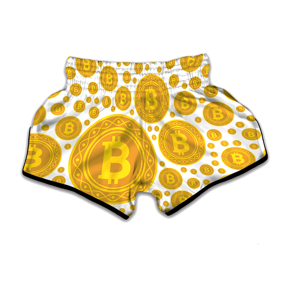 Bitcoin Crypto Pattern Print Muay Thai Boxing Shorts