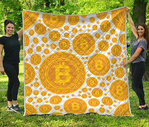 Bitcoin Crypto Pattern Print Quilt